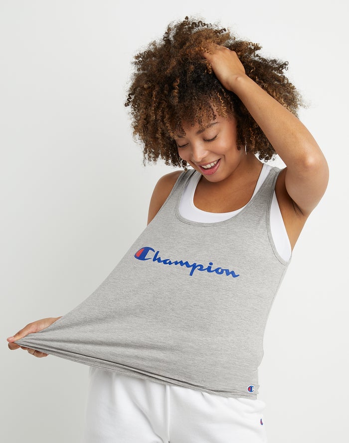 Champion Dame Tank Top Grå - Classic Script Logo - Danmark EBT-728306